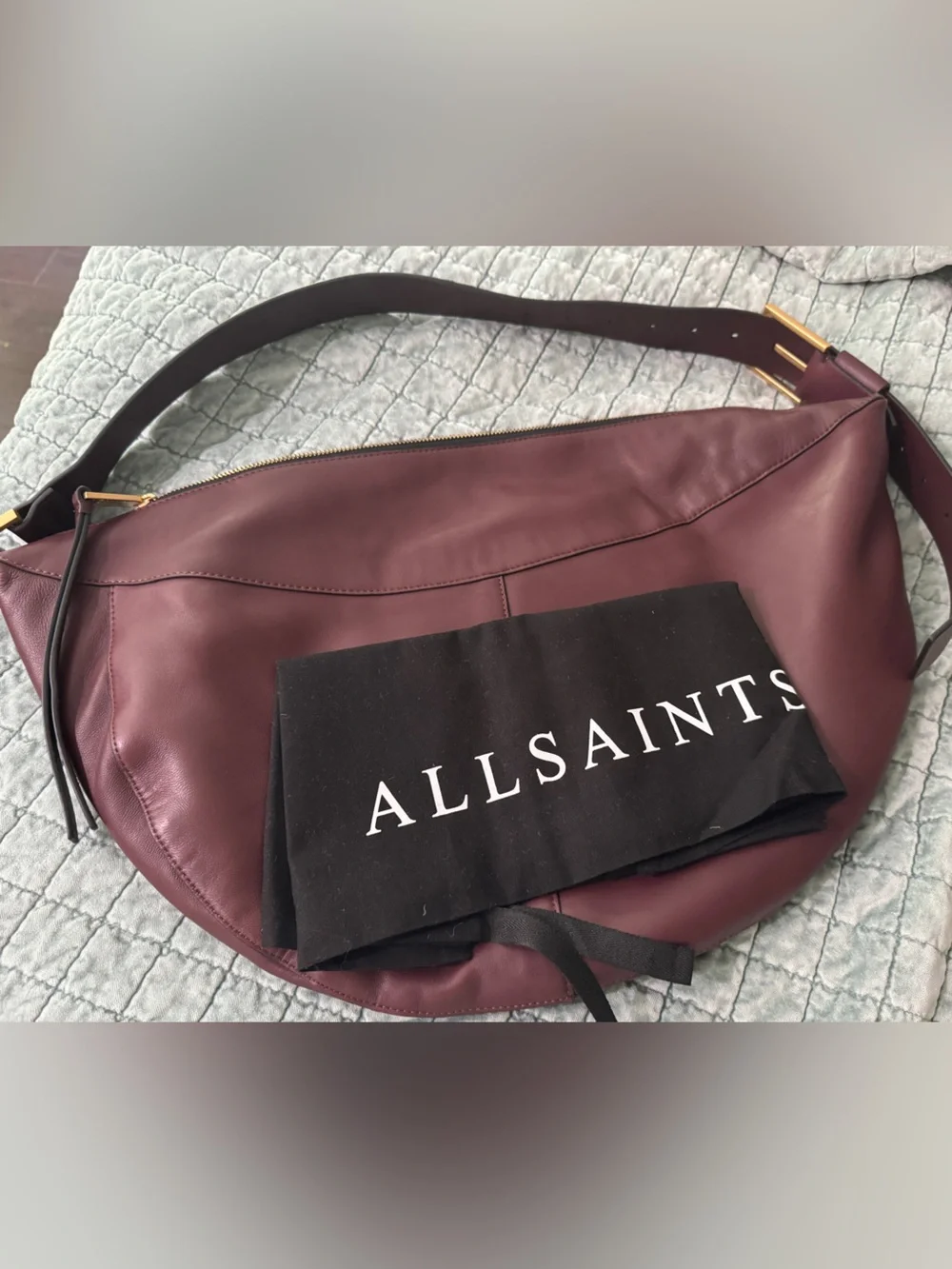 Allsaints Luna Leather Slouchy Shoulder Bag Burgundy (dark red) - Picture 3 of 8